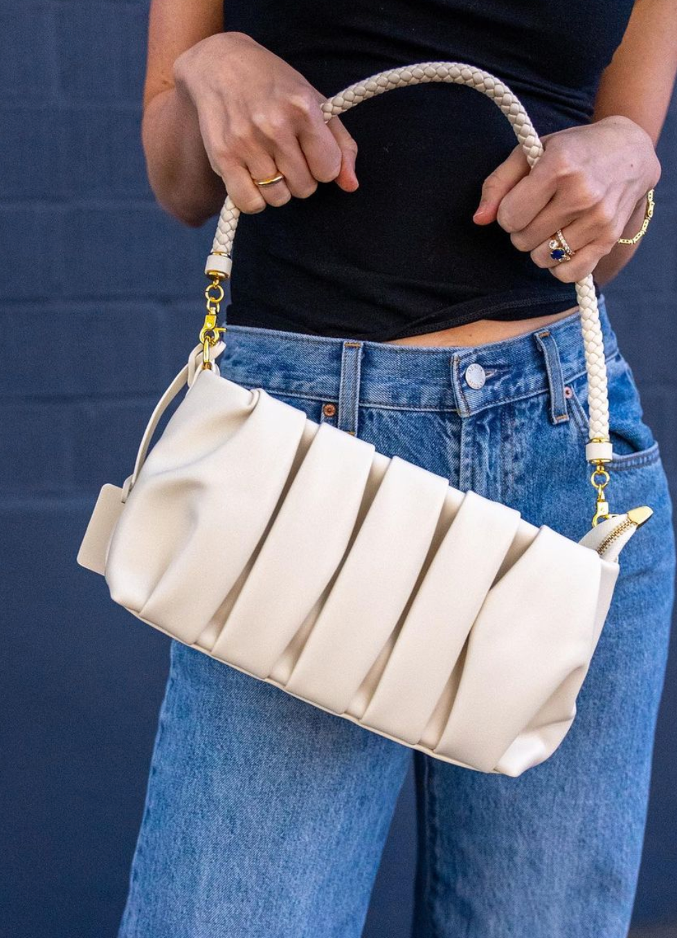 White discount baguette purse